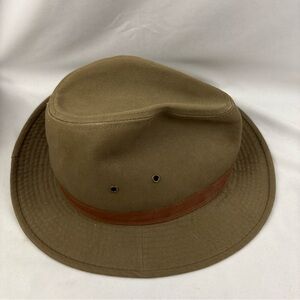 Dorfman Pacific Safari Hat Washed Twill Brown Leather Trim DPC Size XL Outback